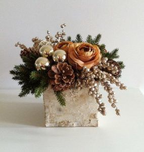 Birch Holiday Arrangement Gold by Arts Floral Design - via Pinterest