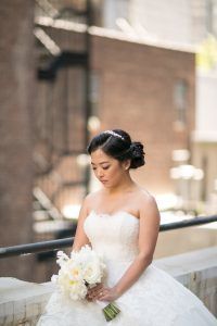 Justine & Jeff - Cream Peony Garden Rose Sweet Pea Ranunculus Bouquet - Tribeca Rooftop NYC - by Cody Raisig Photography - 051