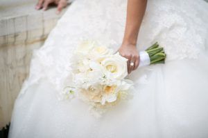 Justine & Jeff - Cream Peony Garden Rose Sweet Pea Ranunculus Bouquet - Tribeca Rooftop NYC - by Cody Raisig Photography - 058