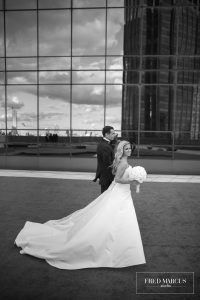 Marianna and Peter Wedding - Bride and Groom with Bridal Bouquet - Mandarin Oriental New York - by Fred Marcus Studio - 200