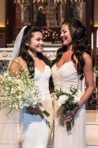 Nina & Vincent Wedding - Bride and Bridesmaid Bouquet Dendrobium Orchid Parv Euc Ranunculus Rose Ruscus - Bryant Park Grill - Andrea Fischman Photography - 381