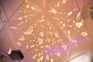 Sophia & Sam Wedding - Floral Chandelier Plexi Box with Phalaenopsis Orchid - Tribeca 360 NYC - by Shira Weinberger